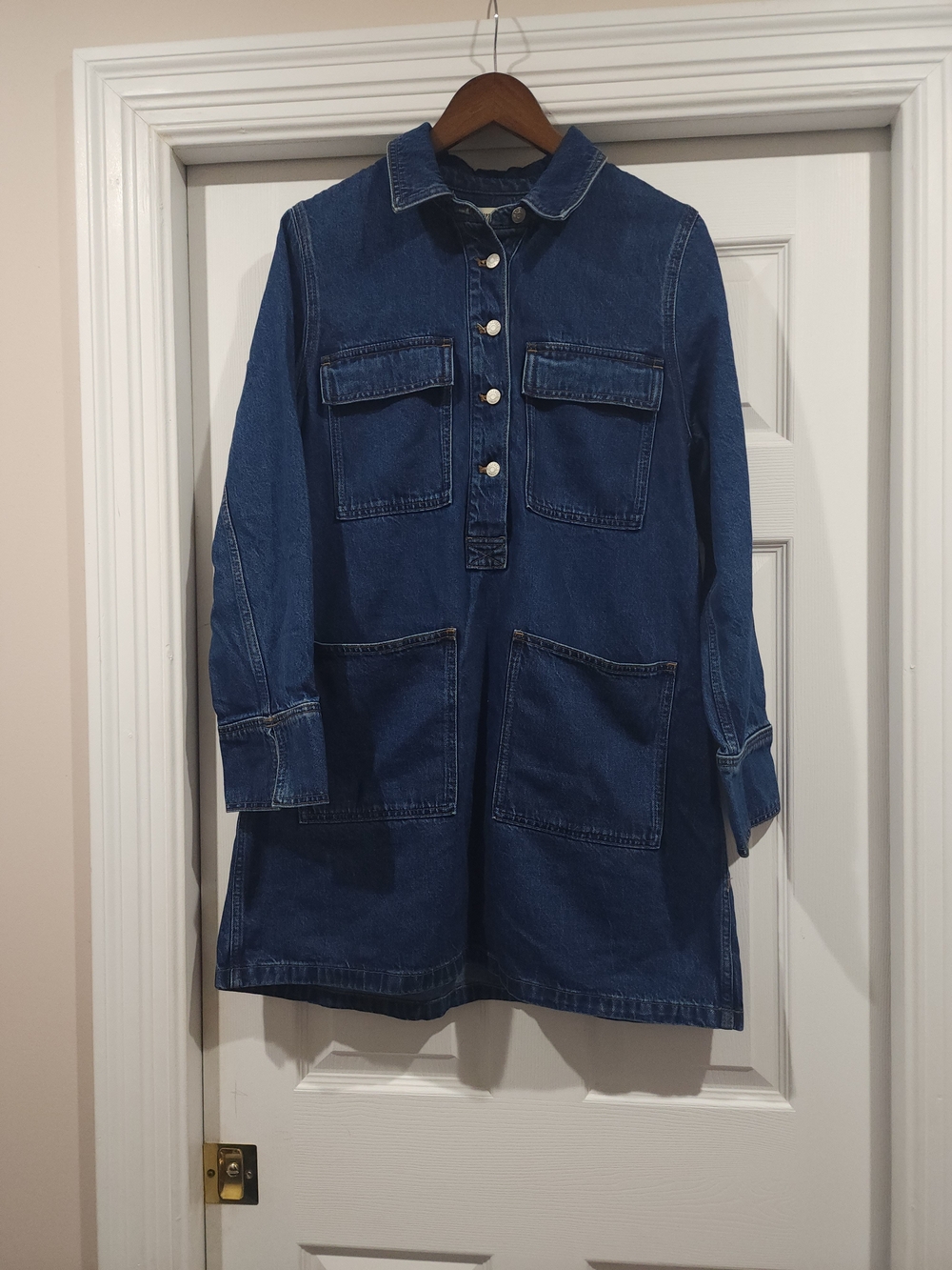 Madewell Blue Denim Button-Front Jacket Dress
